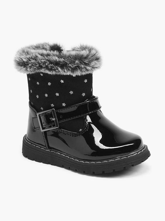 Toddler Girls Patent Star Print Ankle Boots