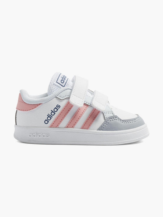 Toddler Girls Adidas Breaknet White/ Pink Touch Strap Trainers