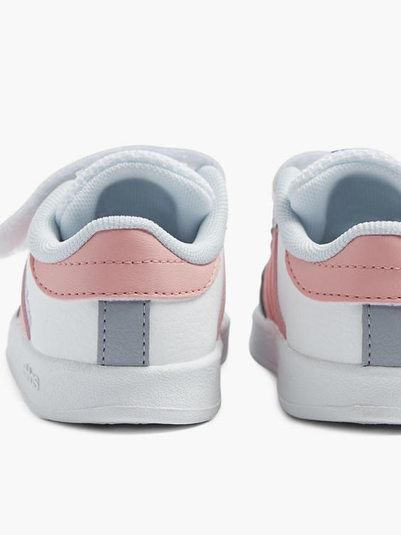 Toddler Girls Adidas Breaknet White/ Pink Touch Strap Trainers