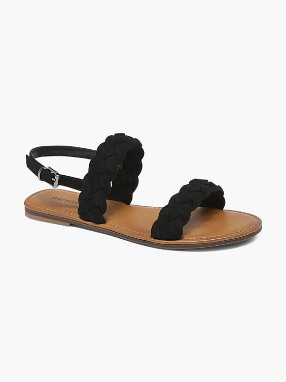 Zwarte sandaal gevlochten