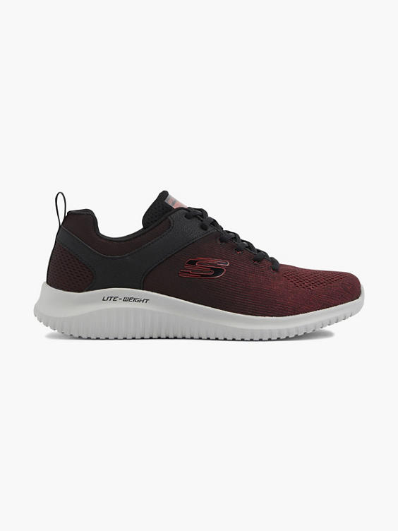 Mens Skechers Black/ Red Lace-up Trainers