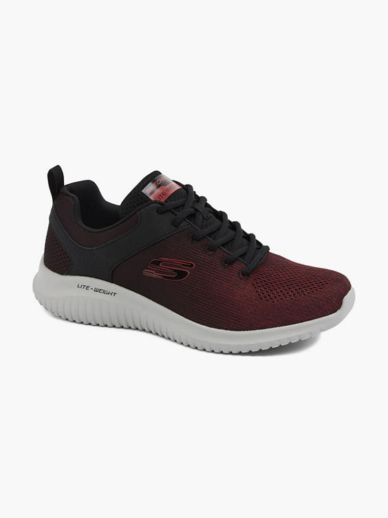 Mens Skechers Black/ Red Lace-up Trainers