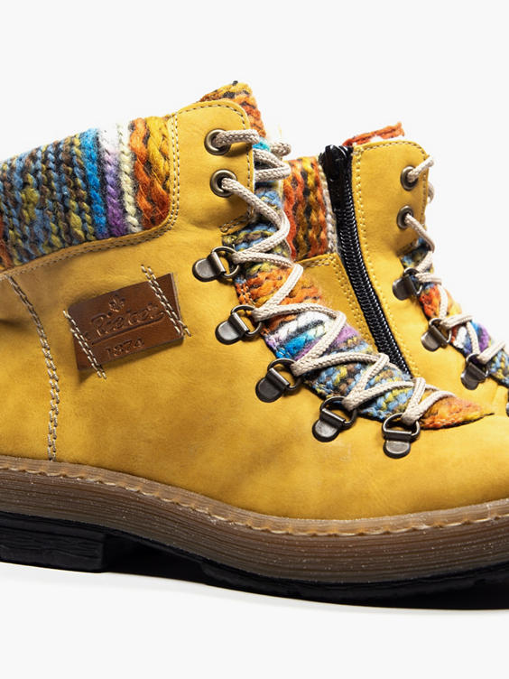 Mustard Yellow Lace Up Ankle Boots