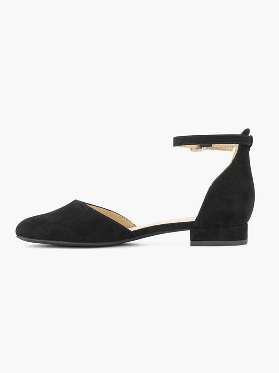 (Graceland) Black Ankle Strap Ballerina Flats in Black | DEICHMANN