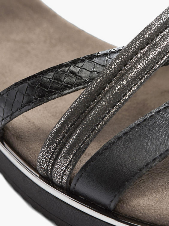Zwarte sandalette metallic