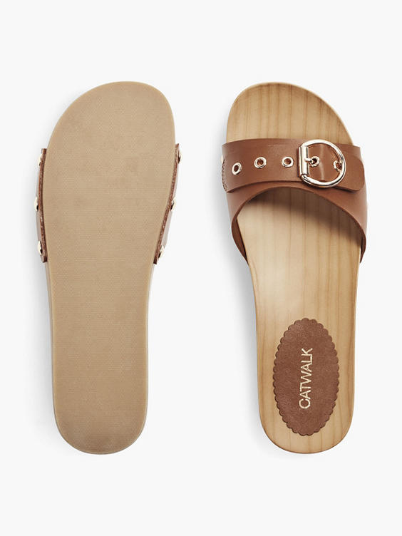 Brown Clog Mule Sandals
