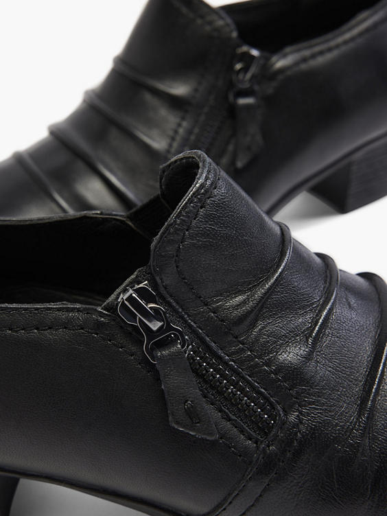 Ladies Black Comfort Leather Heeled Shoe