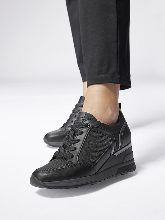 Venice) Black Wedge Trainers in |
