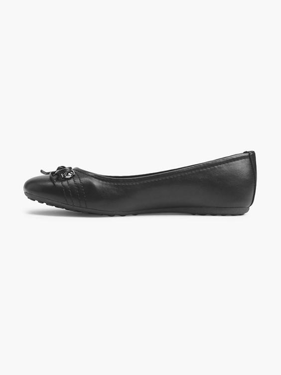 Ladies Black Ballerina Shoe with Bow Detail 