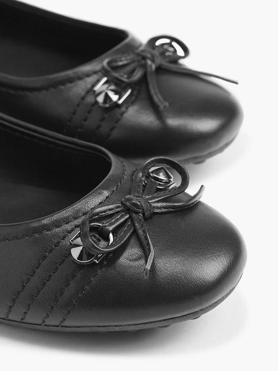 Ladies Black Ballerina Shoe with Bow Detail 