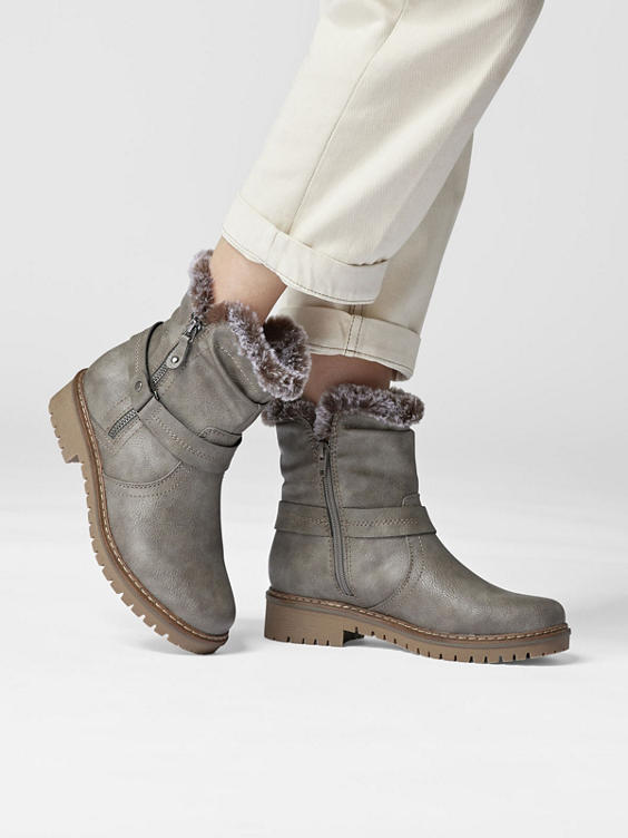 Grey Comfort Fur Lined Boots