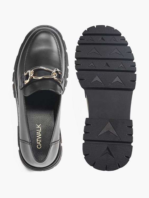 Black Chunky Chain Detail Loafer