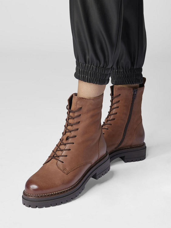 Infidelity South Sow 5th Avenue) Brown Leather Lace Up Boot in Cognac | DEICHMANN
