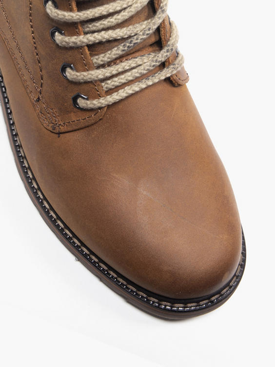 Brown Leather Lace Up Casual Boots