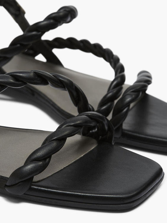 Black Braided Strap Sandal 