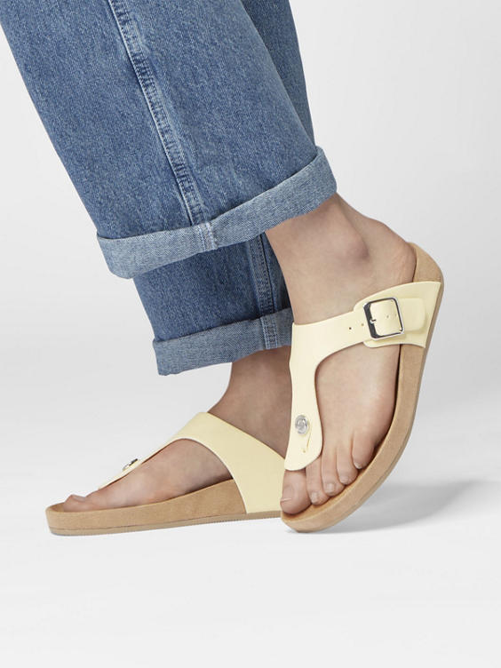 Light Yellow Buckle Detail Footbed Sandals