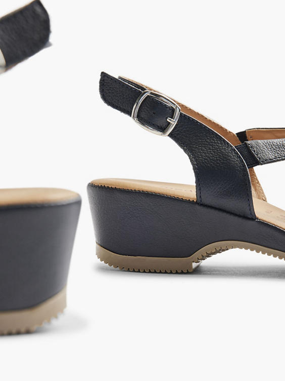 Navy Leather Comfort Wedge Sandal