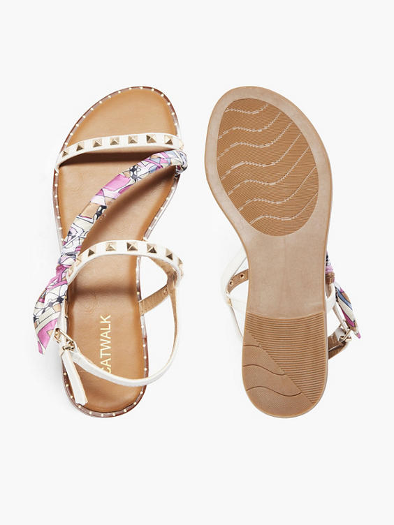 White Studded Sandal With Scarf Detail