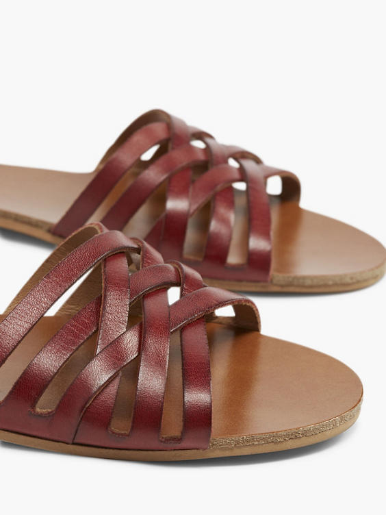 Red Leather Woven Sandal