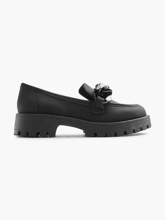 Black Chunky Chain Loafer