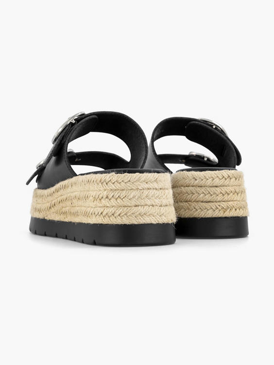 Zwarte platform slipper