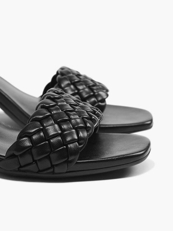 (Catwalk) Black Braided Block Heel Sandal in Black | DEICHMANN