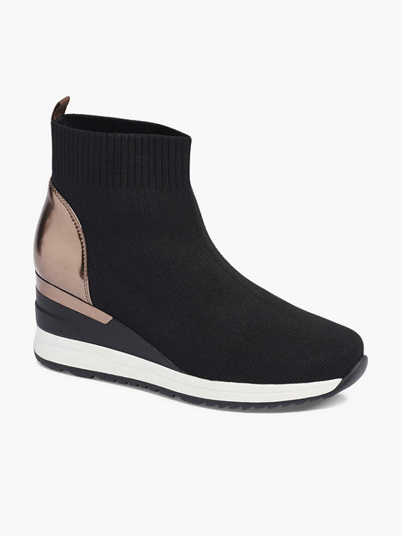 (Venice) Ladies Wedge Ankle Sock Boots in Black | DEICHMANN
