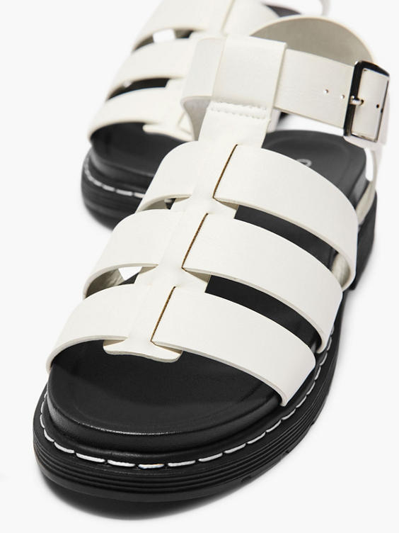 White Stitched Detail Gladiator Sandal 