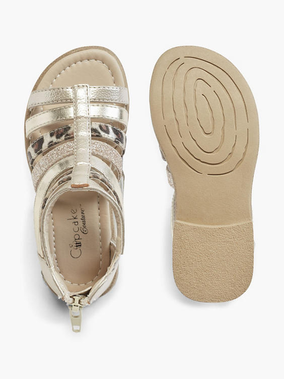 Toddler Girl Gold & Leopard Gladiator Sandals