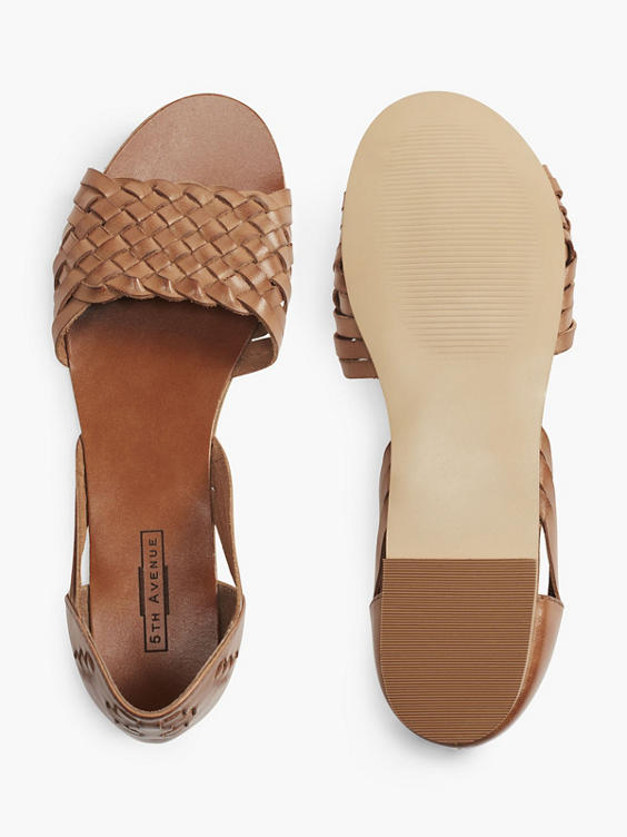 Light Brown Leather Woven Sandal