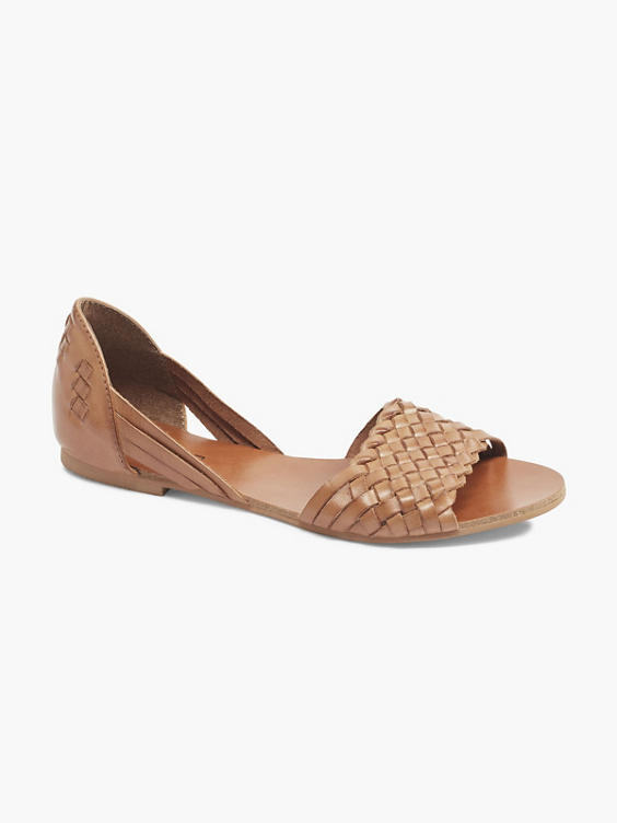Light Brown Leather Woven Sandal
