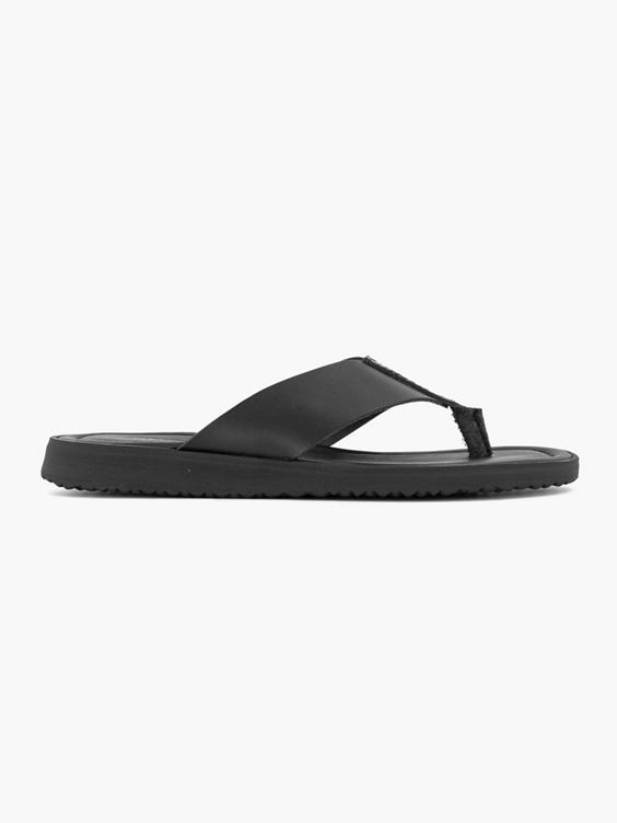 Zwarte leren slipper