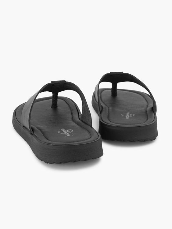 Zwarte leren slipper