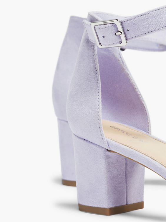Zephyr Strappy Mid High Block Heels Peep Toe In Lilac Suede | Where's That  From | SilkFred US