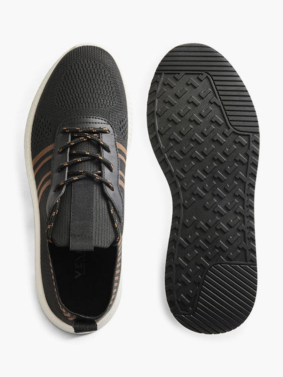 Mens Venice Black Casual Lace-up Trainers