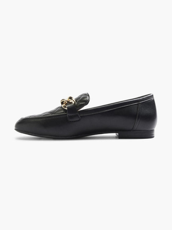 Black Quilted Chain Loafer