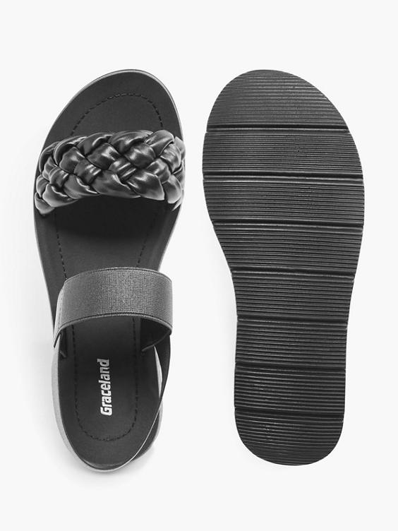 Zwarte sandaal gevlochten