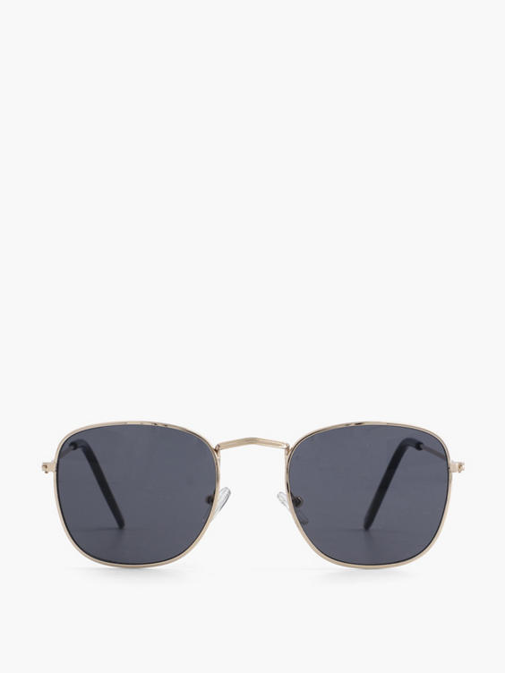 Gouden zonnebril met zwarte glazen