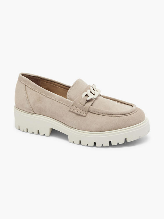 Taupe suède chunky loafer ketting