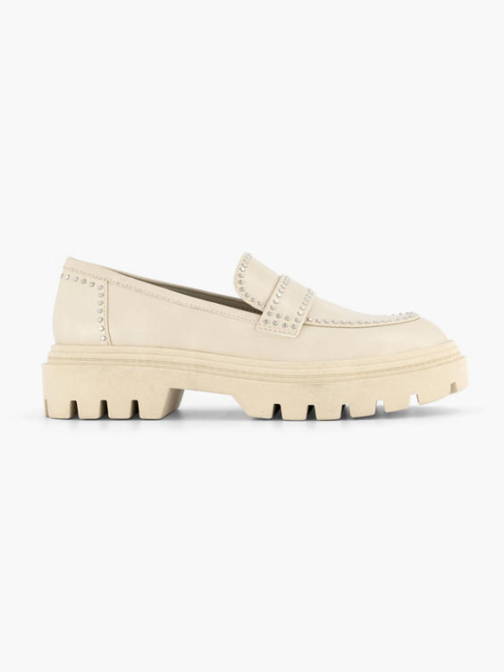 Crème chunky loafer studs