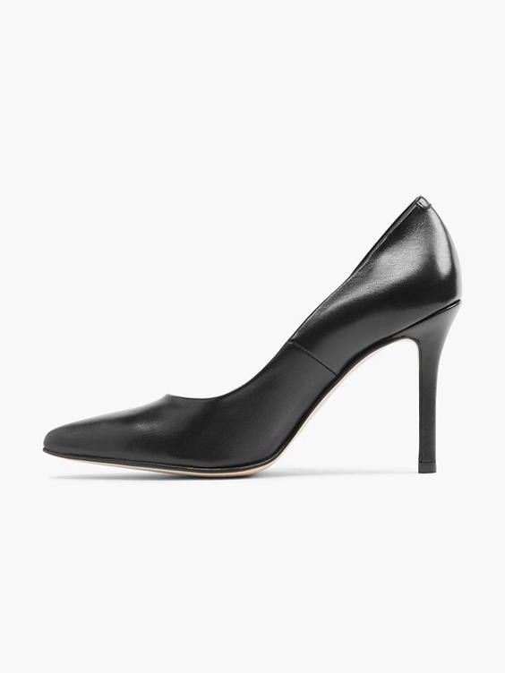 Black Leather Stiletto High Heel