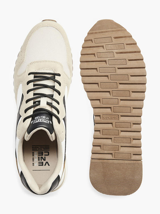 Mens Venice Beige Lace Up Casual Trainer