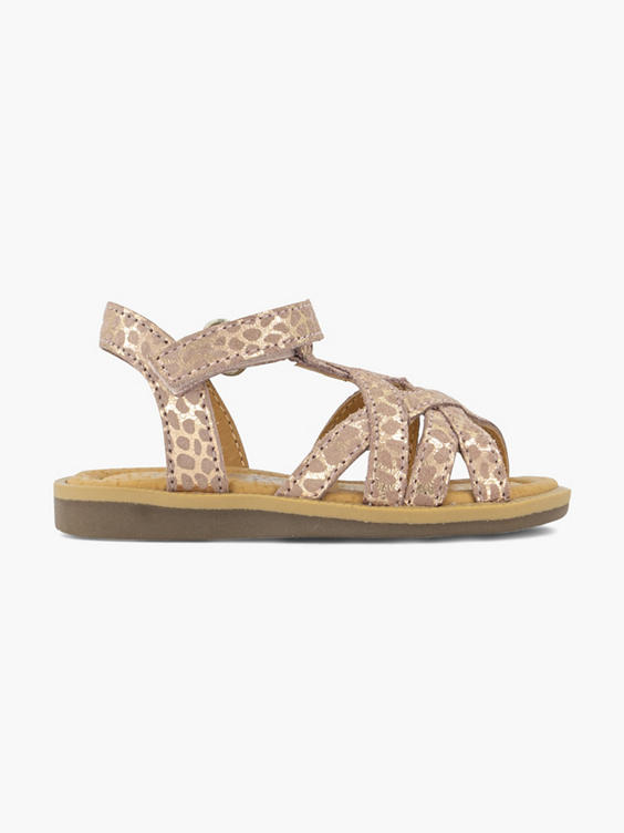 Roze leren sandaal panterprint velcro