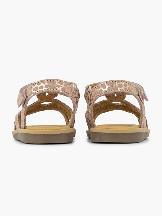 Roze leren sandaal panterprint velcro