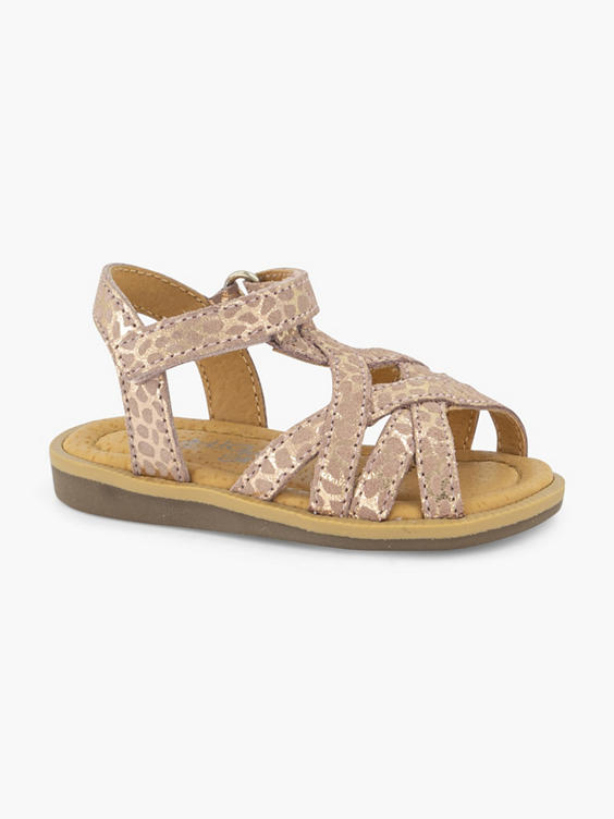 Roze leren sandaal panterprint velcro