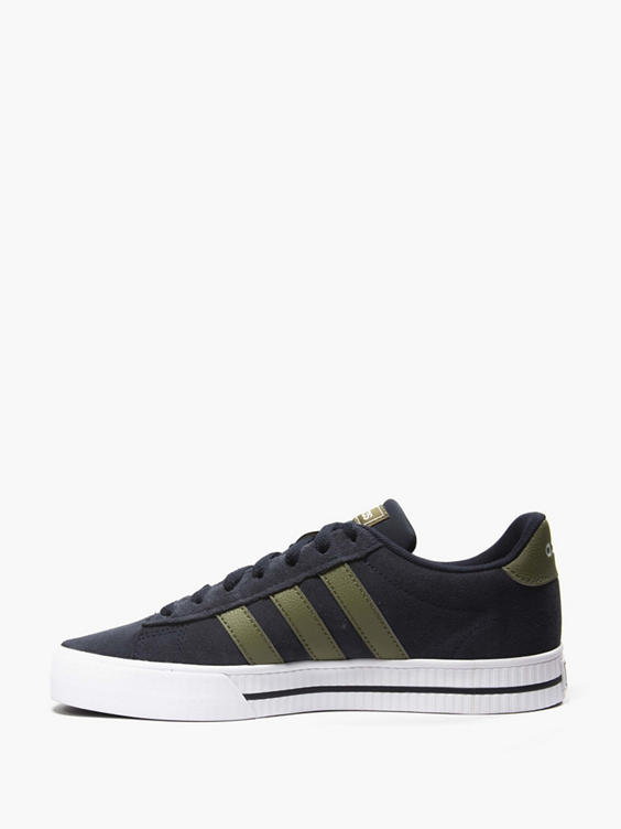 Mens Adidas Daily 3.0 Black Olive Stripe Trainers