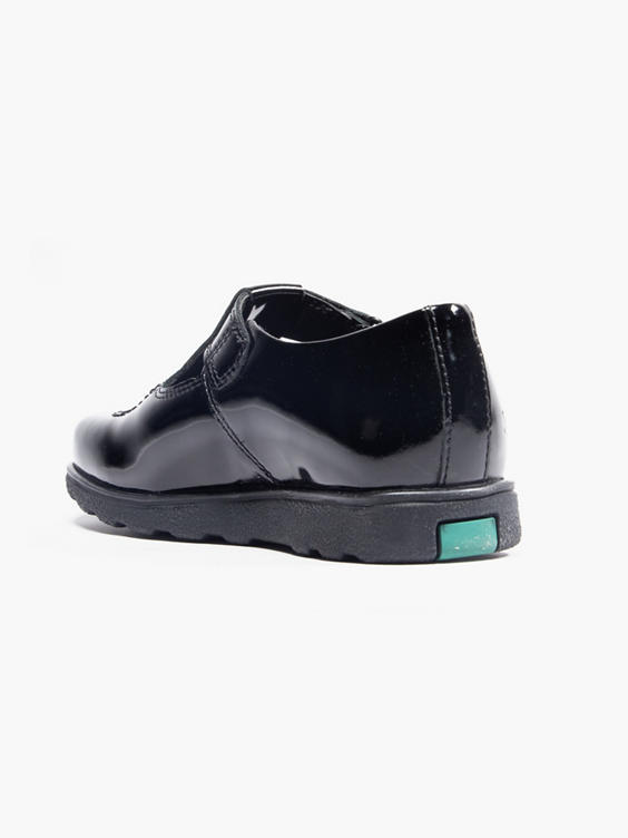Kickers Junior Girl Black Patent Leather School Shoes 