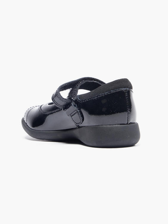 Clarks Junior Girl Black Patent Leather School Shoe- Wide Fit (G)