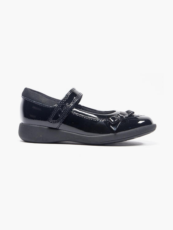 Clarks Junior Girl Black Patent Leather School Shoe - Standard Fit (F)