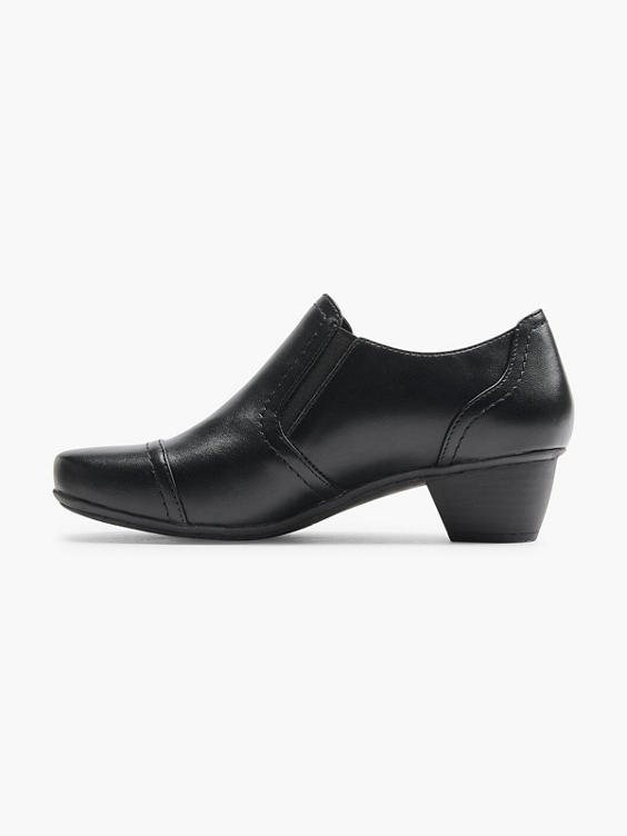 Ladies Black Slip On Heeled Shoe 